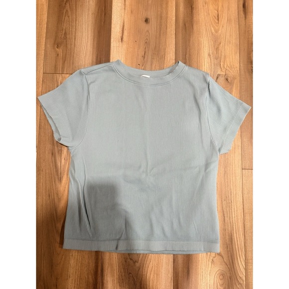 Old Navy Tops - Old Navy Women's Stretch Short Sleeve Shirt XXL Aqua Ribbed Cropped